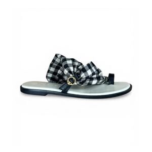 Tory Burch Selby Gingham Scarf Sandals Toe Ring Slides Size 6.5